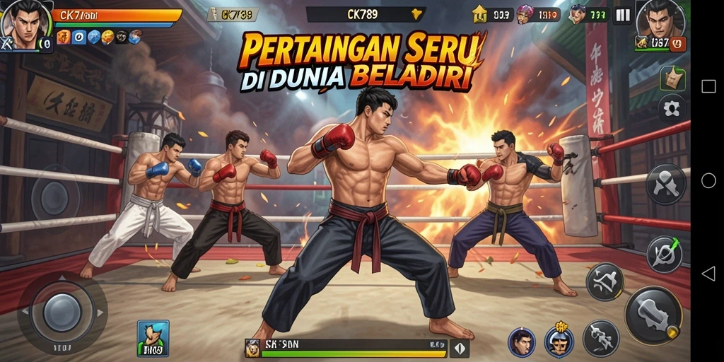Screenshot CK789 menunjukkan pertarungan mendebarkan antar karakter.