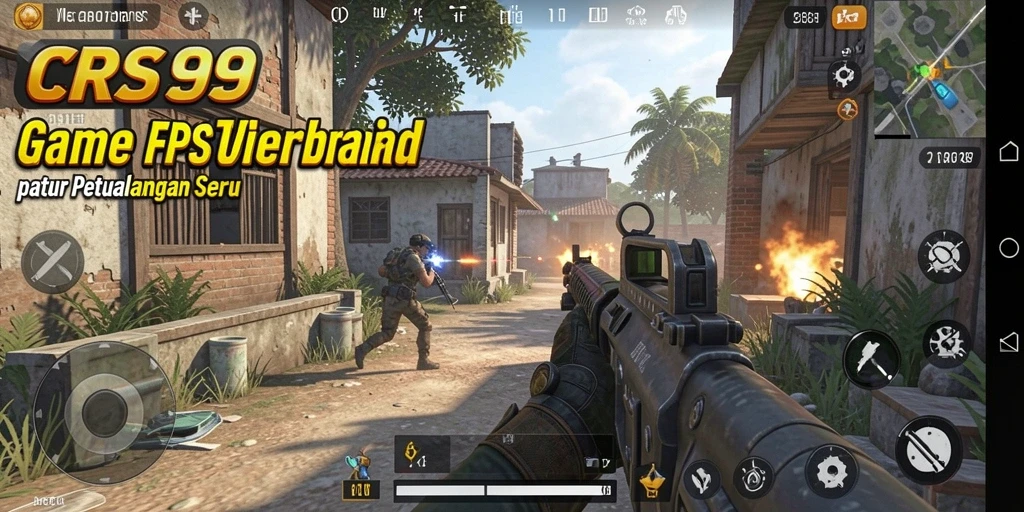 Screenshot utama CRS99 menampilkan aksi gameplay FPS yang mendebarkan.