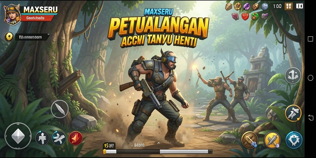 Tampilan gameplay <strong>MAXSERU</strong> yang mendebarkan dan penuh aksi.