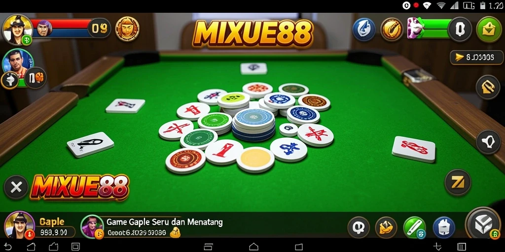 Tampilan gameplay MIXUE88 yang menarik dan interaktif dalam permainan Gaple.