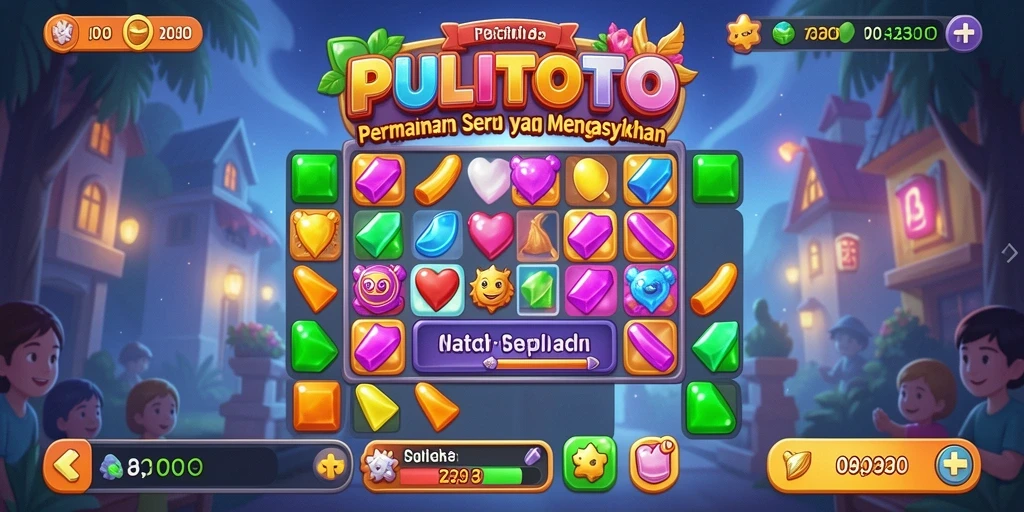 Tampilan seru gameplay PULITOTO yang penuh warna.